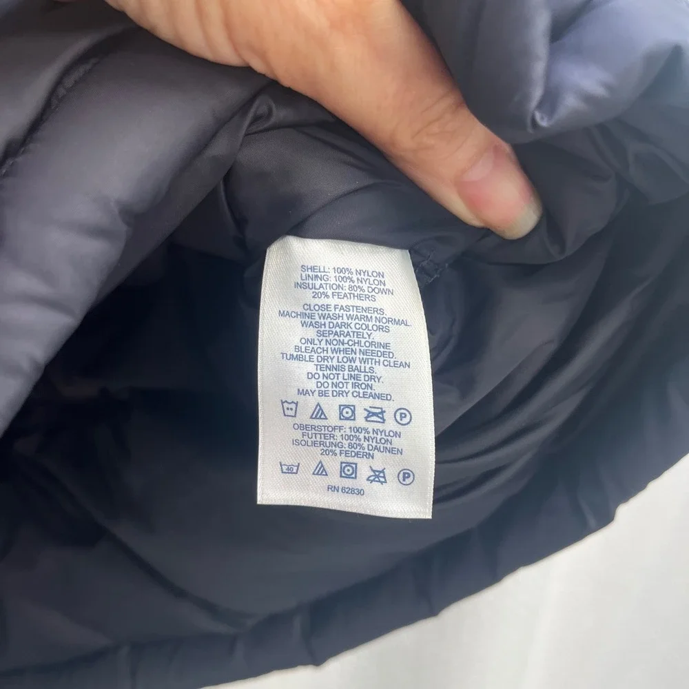 Lands End Mens Down Puffer Vest Navy Blue Quilted Insulated Snap Front L 42-44